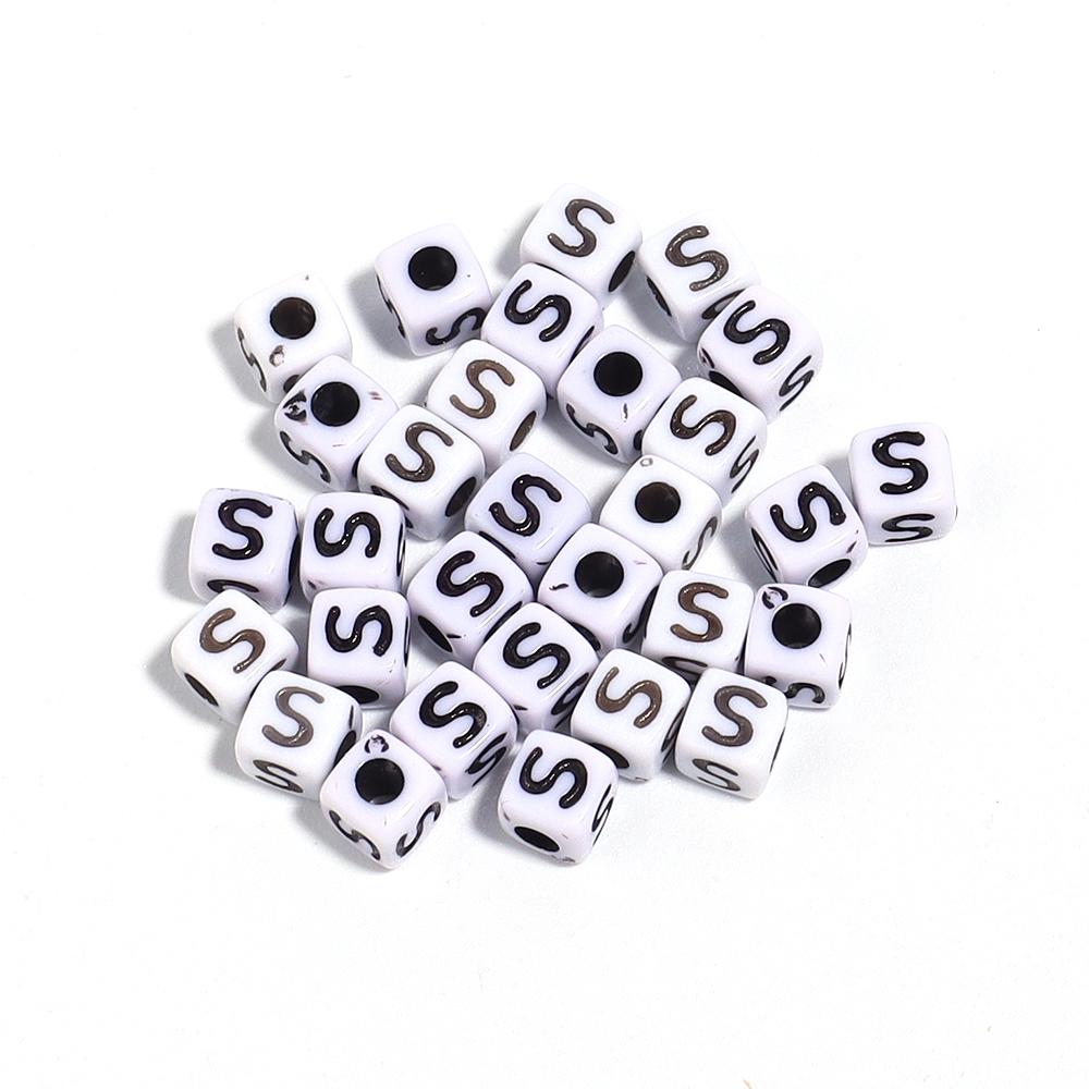 50-100Pcs White Square Acrylic Letter Beads A- Z Cube Loose Spacer Beads Alphabet Beads DIY Bracelet Jewelry Making Accessories