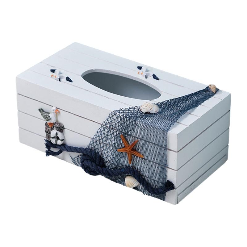 Stolní držák na kapesníky Krabička na kapesníky Středomořský styl Kryt na krabičku na kapesníky Dřevěná obdélníková krabička na kapesníky do dětského pokoje