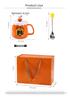 New 400ML Tea Mug Set with Lid Spoon for Water Juice Cute Cat Ghost Orange Halloween Ceramic Coffee Cup