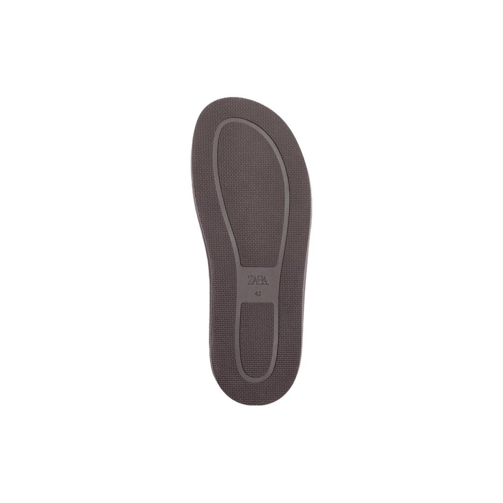 ZARA Double Strap Decorative Buckle Silent Slide Sandals Men Sandals Brown 2700220700