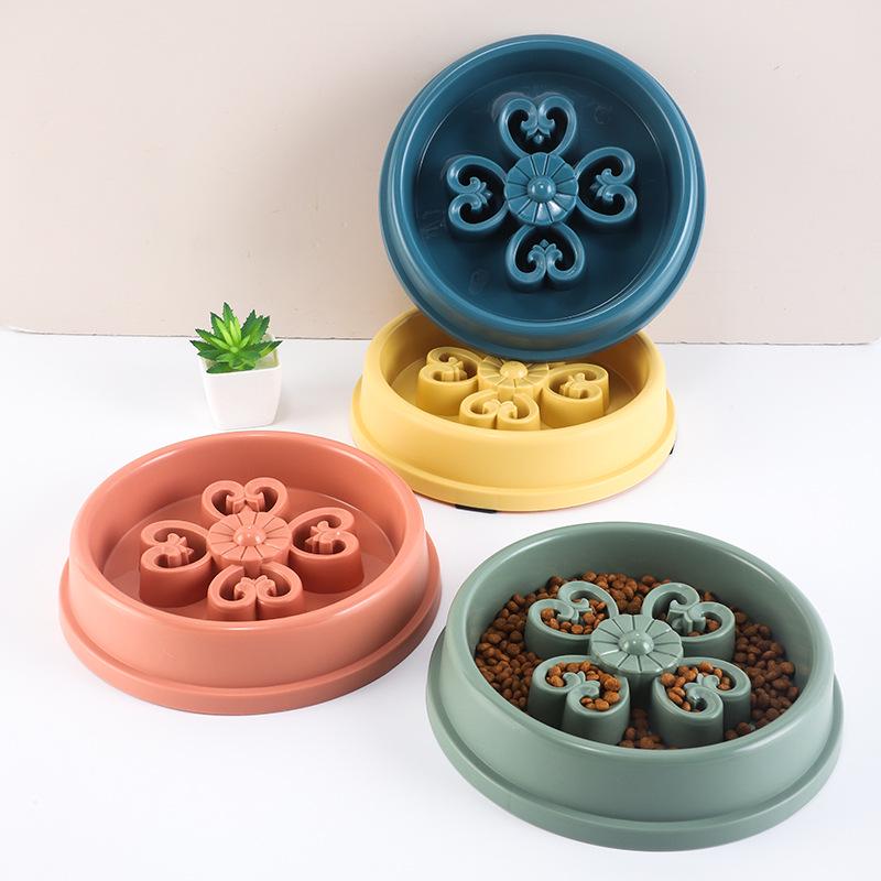 Cross-Border Pet Bowl: Anti-Choking Cat & Dog Slow Feeder with Lattice Design.