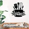 Metal Wall Art Kitchen Decor Black Iron Floral Utensils Durable Easy Install