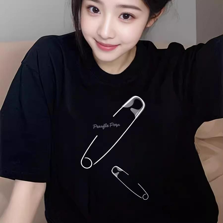 2025 Spring/Summer Loose Cotton Short Sleeve T-Shirt for Women – Trendy American Fashion