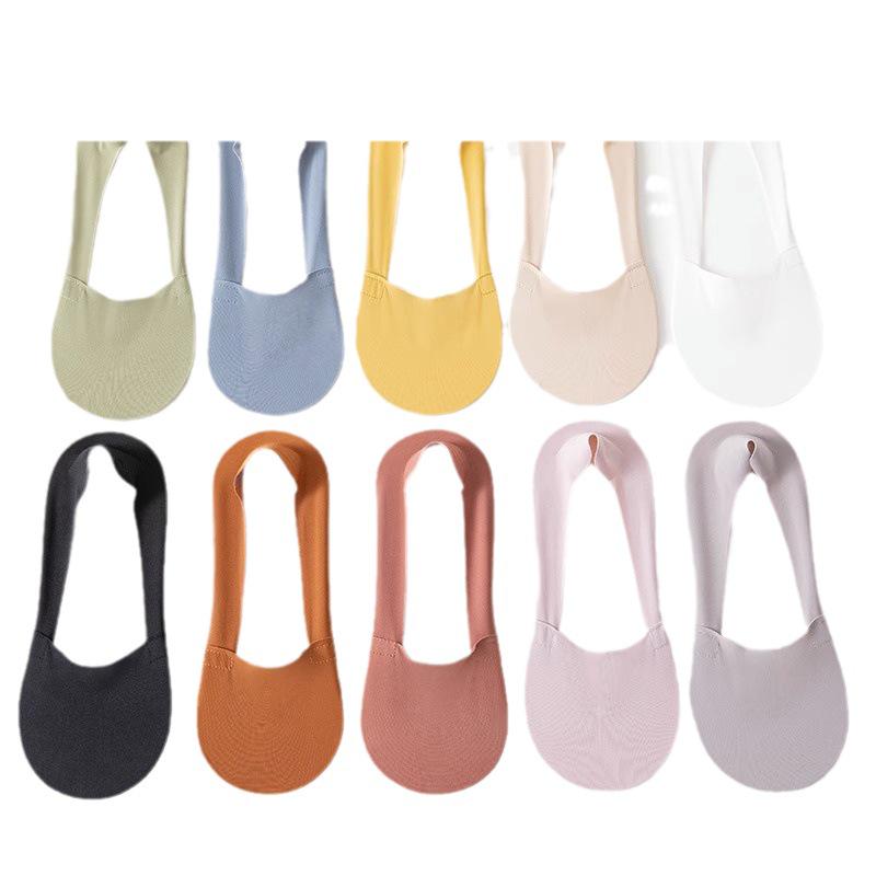 Women's Summer Thin Crew Socks - Low Cut, Non-Slip, Heel-less, Seamless Ice Silk, Pure Cotton, Solid Color.