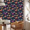 Wallpaper Colorful Butterflies Navy Blue, Turquoise and Black 50x1000