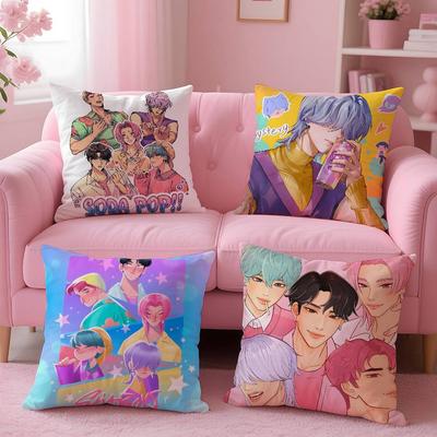 Saja Boys KPopS D-Demon H-Hunters Pillow Case Pattern Printed Pillowcase for Living Room Sofa Cushion Cover & Bedroom Decor