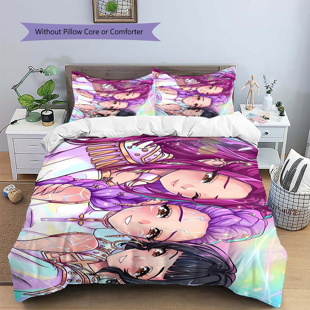 Kpop Dämonenjäger Muster Bettwäsche, Steppbett Set Steppbettbezug Kissenbezug Zuhause Geburtstagsgeschenk (1 Bettbezug + 2 Kissenbezüge, ohne Füllung)
