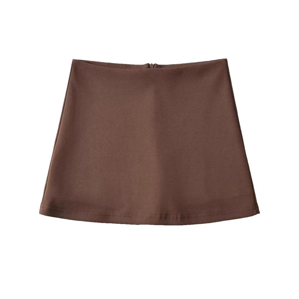 Chic Hip-Wrap Low Waist Short Skirt - European & American Style with Built-In Safety Shorts