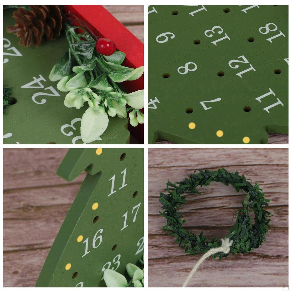 Christmas Advent Calendar Table Decoration with Numbers Reminder Desk Desktop Ornament for
