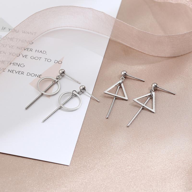 Japanese and Long Strip One-word Stick Triangular Round Square Long Geometric Earrings Simple Personalized Creative Stud Earrings