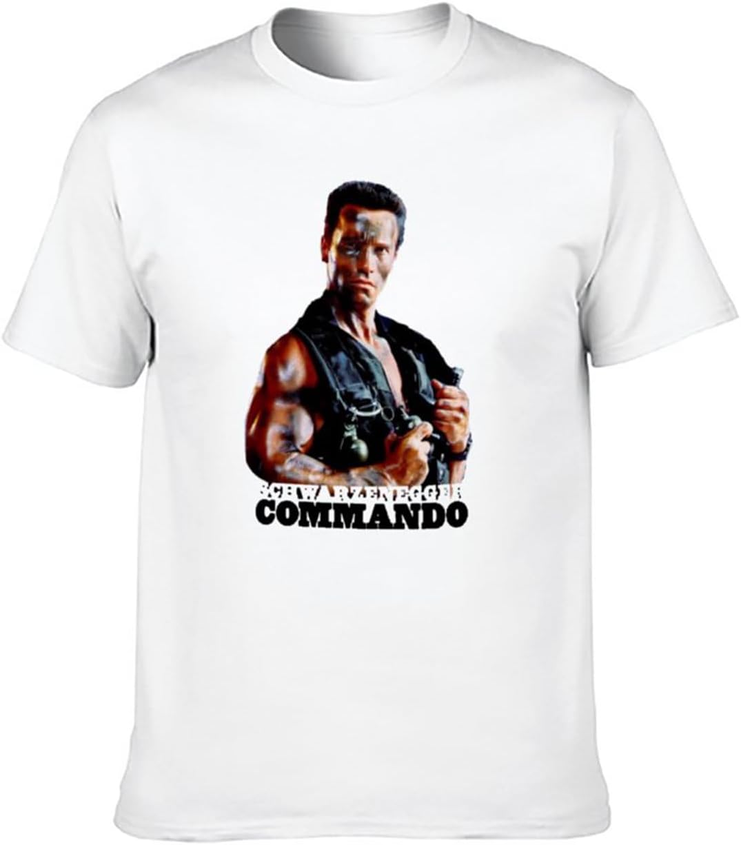 Men s Cotton Shirt Commando *Arnold enegger Retro Movie Classic Style White L белый