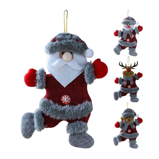 Christmas Plush Ornaments Cute Snowman Santa Elk Bear Doll Hanging Pendant Christmas Tree Decoration for Walls Windows Doors Home Decor