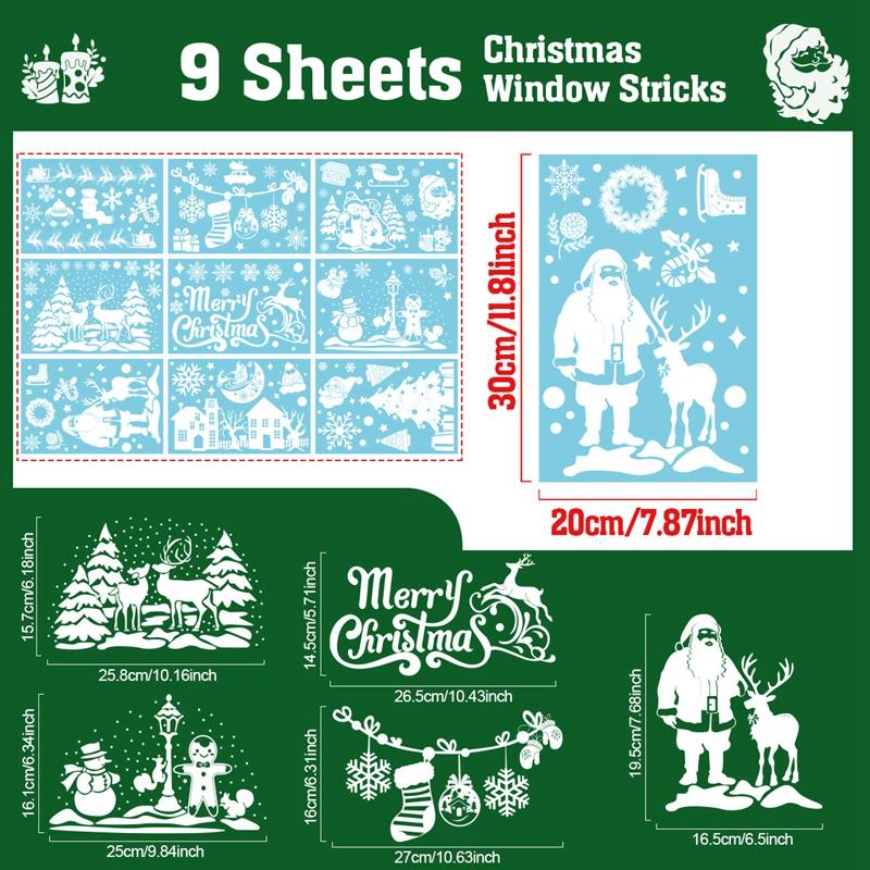 Autocolante pentru ferestre de Crăciun Decoratiuni de Crăciun Fericit pentru casă 2024 Autocolant pentru fereastră Ornament de Crăciun Natal Natal Cadou de Revelion 2025