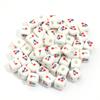 20pcs 8mm Flower Patterns Square Ceramic Beads Big Hole Porcelain Loose Beads For Jewelry Making DIY Bracelets Necklace Findings