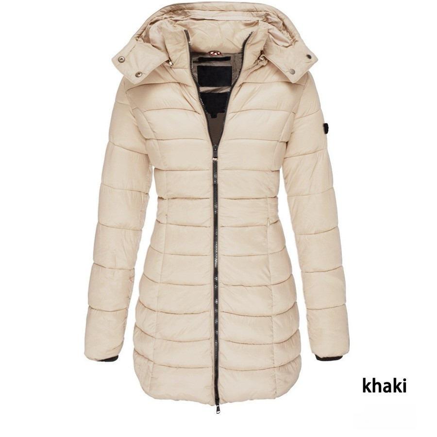 Women's Mid-Length Slim-Fit Winter Coat Warm Down-Filled Cotton Jacket