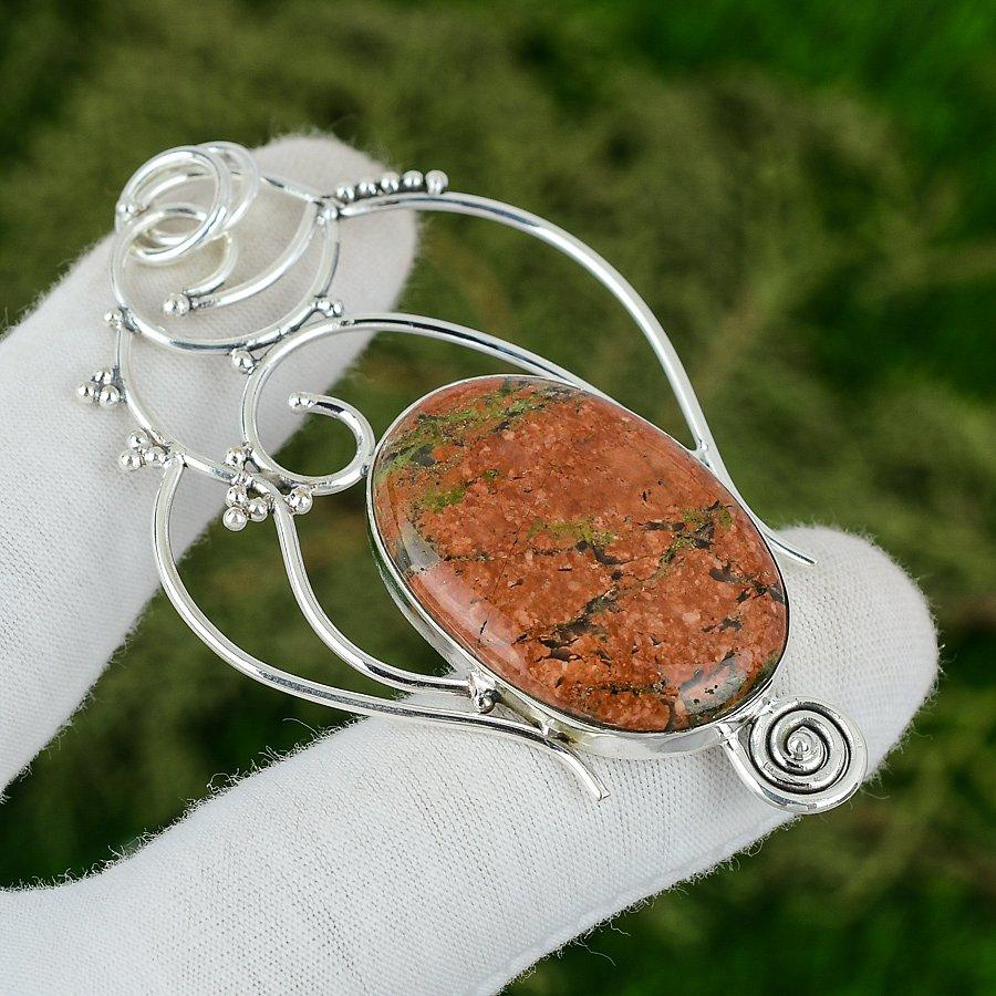 

Mothers day Sale Sterling Silver Oval Grass Garnet Gemstone Bezel Sister Pendant