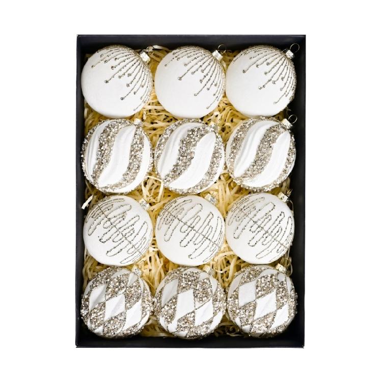 12 Pcs Glittering Christmas Ornament Ball Christmas Ball Decorative Ball for Holiday Wedding Party Decoration