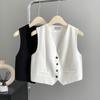 Spring Fashionable Women's Short Suit Vest Sleeveless Jacket with Slim
