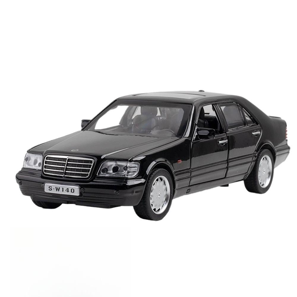 1/32 Mercedes-Benz W140 Classical Toy Car Model Diecast Alloy Miniature Sound & Light Pull Back 1:32 Collection Gift for Boy Kid