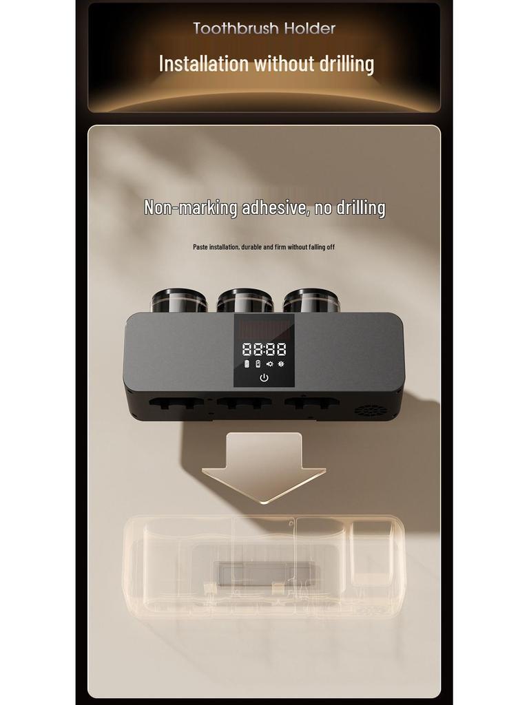 Wall-Mounted Smart Toothbrush Sterilizer with UV Air-Drying and Holder