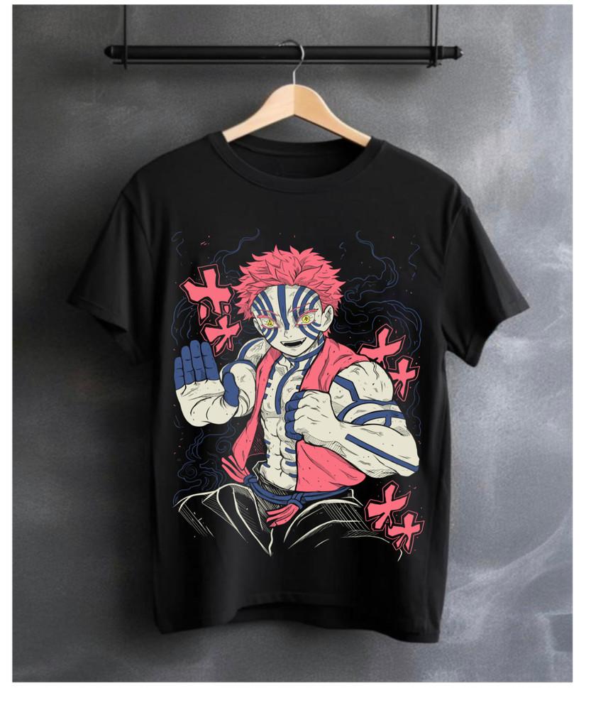 

Tshirt Akaza Kimetsu no Yaiba T-Shirt Demon Slayer Tanjiro Unisex Black All Size L
