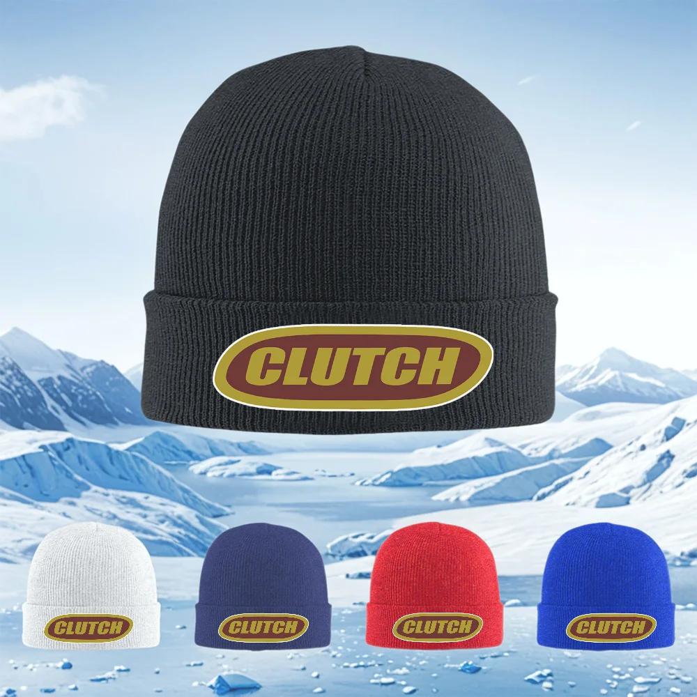 CLUTCH Text Logo Design Oval Shape Unisex Women Unisex Knitted Hat Beanie Pullover Cap Winter Thermal Warm Christmas Outdoor Cyclin