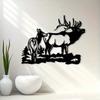 Vintage Elk Forest Metal Wall Art Sculpture Rustic Decor