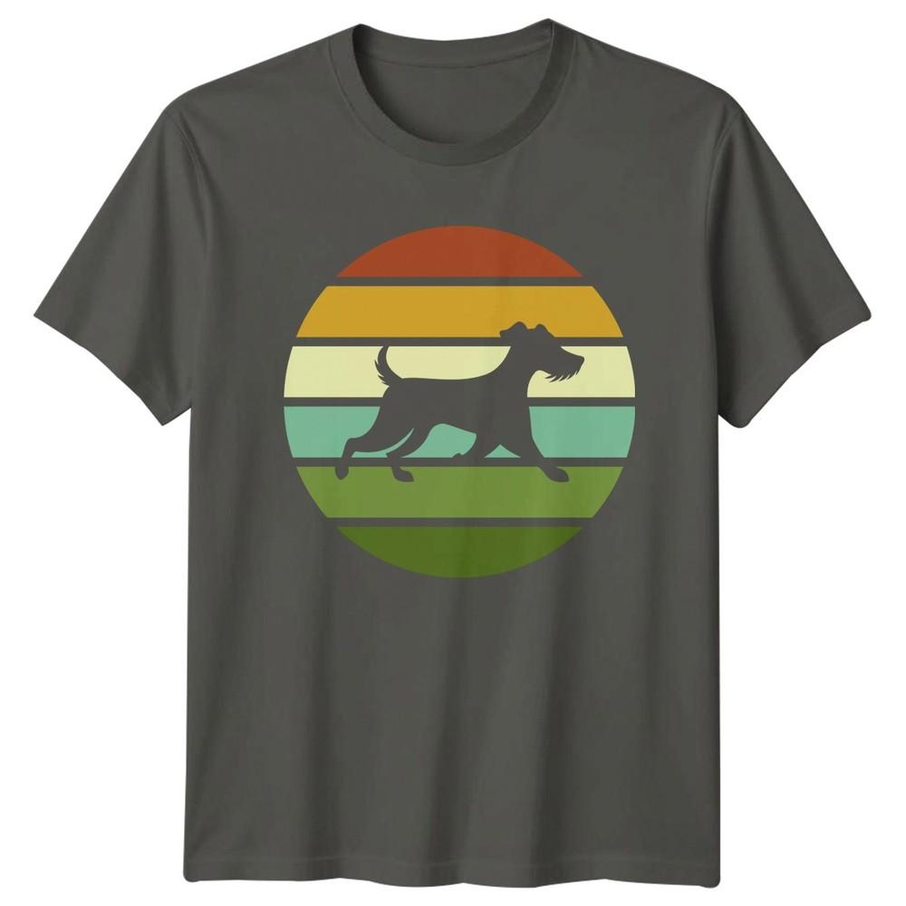Retro Vintage Sunset Schnauzer Dog TShirt Terrier Breed Dog Owner S