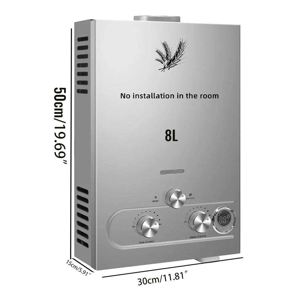 6-18L LPG Instant Gas Water Heater, Energy Saving Stainless Steel with LED Display, Safety Protection & Smart Control