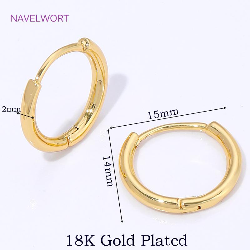 18K Gold Plated Brass Hoop Earring Huggie Earring,High Quality Round Earrings,Fashion Earring For Women Party Gifts