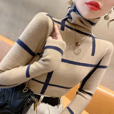 Suéter de gola alta feminino camisa básica outono e inverno moderno novo pulôver suéter de malha feminino top interno