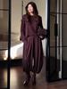 Spring 2026 Women's Solid Color Loose Long Sleeve Top & Wide Leg Pants Suit