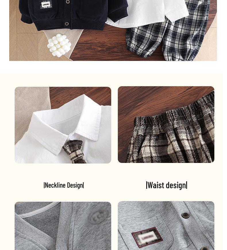2025 Autumn/Winter Kids' Three-Piece Back-to-School Cardigan Set