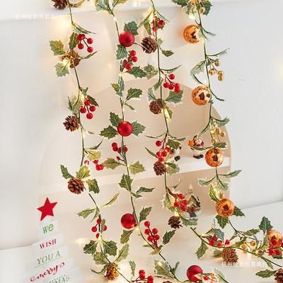 Décoration de Noël créative en rotin souple doré et rouge pour fenêtres, portes et clôtures
