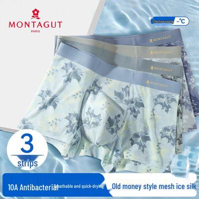 MONTAGUT Men's Ice Silk Antibacterial Seamless Boxer Briefs