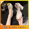 One word with fairy style high heels female 2025 new thick heel square head retro Mary Jane single shoes waterproof table shoes