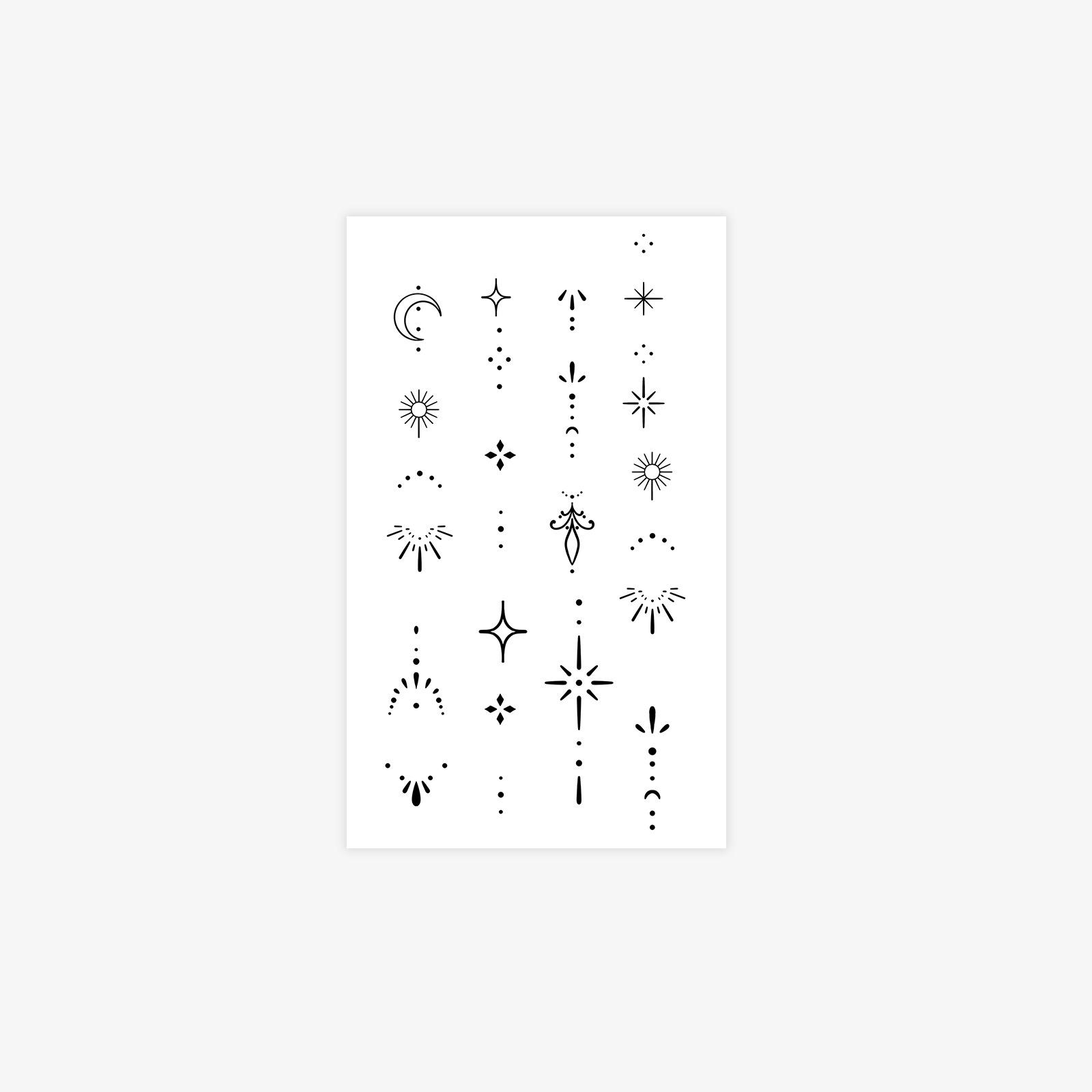 

Mini Geometric Starlight Tattoo Sticker Female Waterproof Lasting Simulation Tattoo Sun Moon Fingertip Element Sticker 9*15