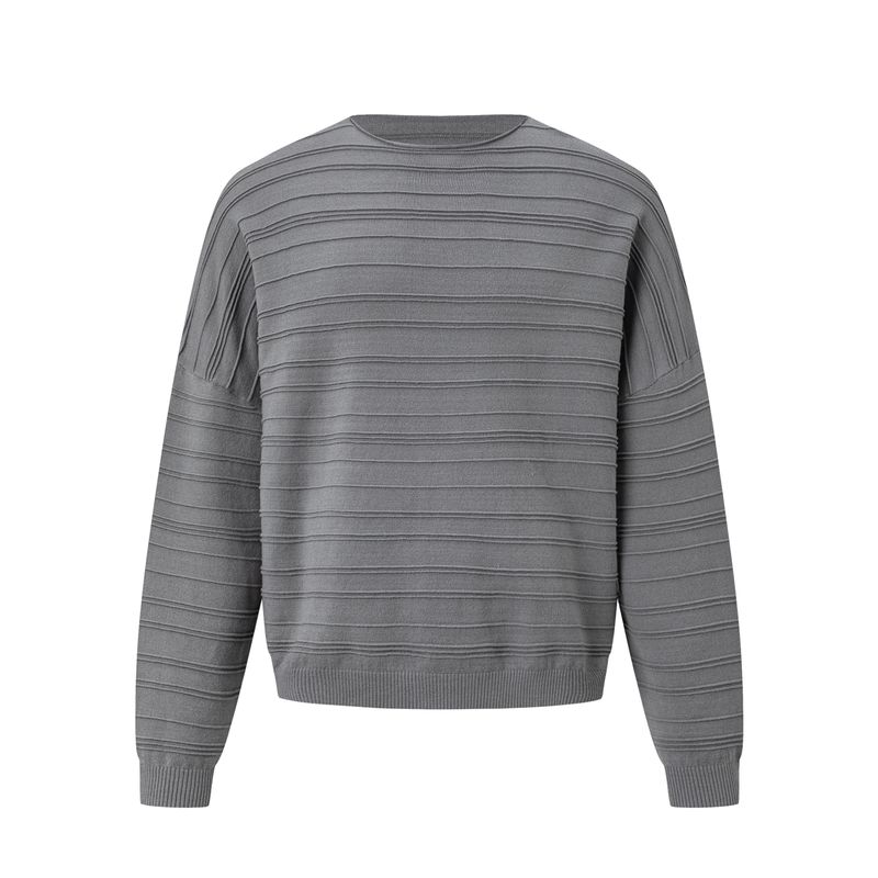 Madwitch American Retro Style Long-Sleeved Knitwear with Round Neck Design for Men and Women, Loose Casual Off-Shoulder Tops