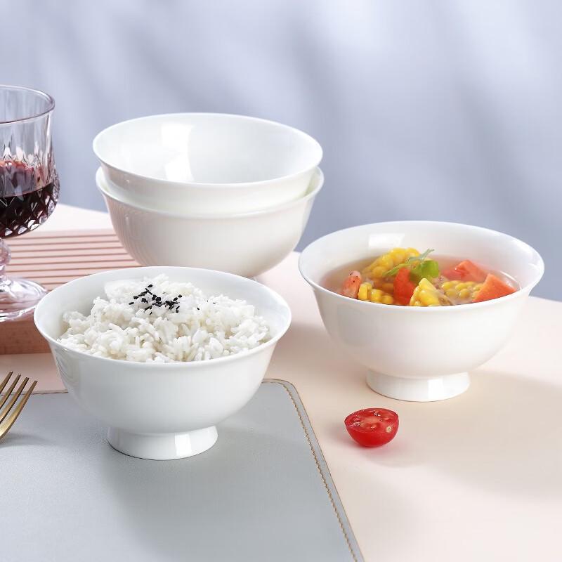 Sky Top Pure White Bone China High-Footed Dining Bowls