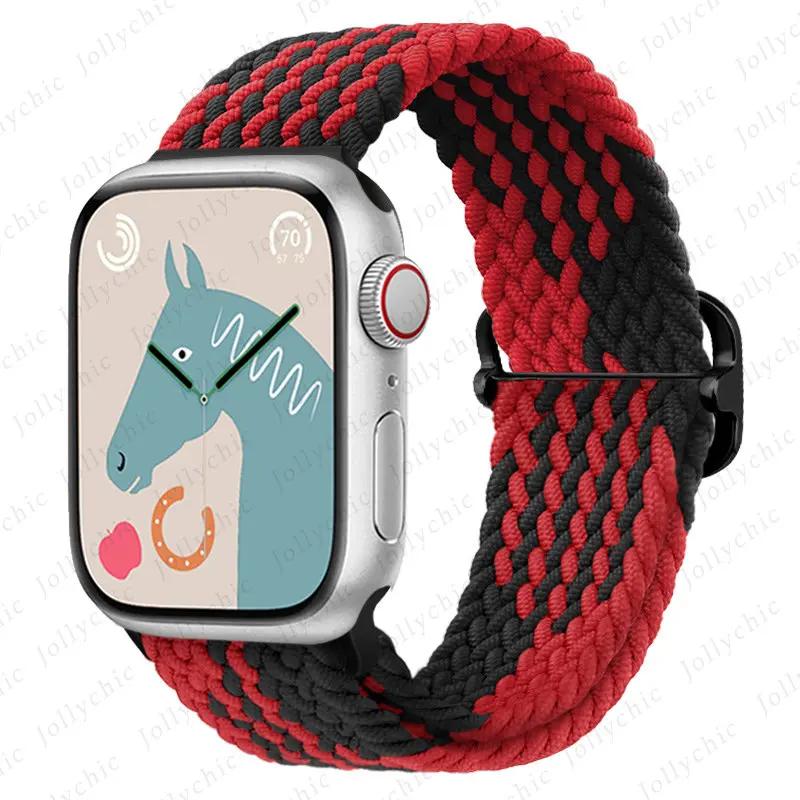 Braided Stretchy Adjustable Straps Compatible for Apple Watch Ultra 2/1 Band 38mm 40mm 41mm 42mm 44mm 45mm 49mm for Women Men
