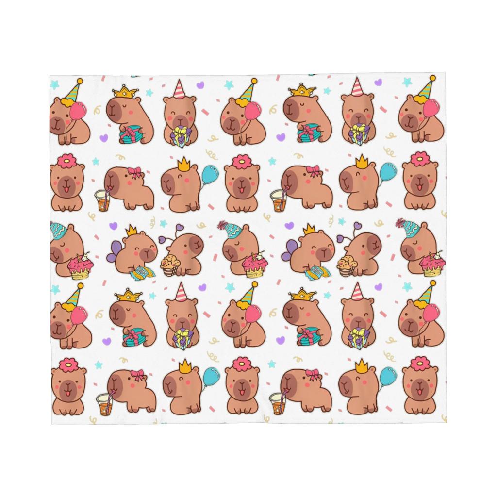 Capybara Cartoon Blanket Fleece Print Multi-function Lightweight Throw Blankets for Sofa Couch Quilt