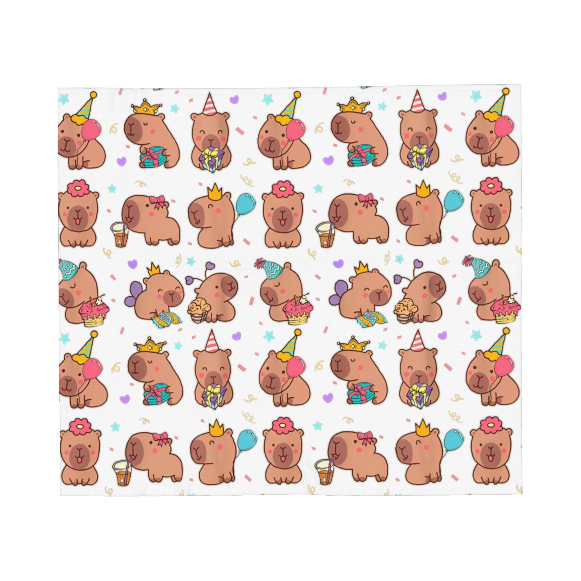 

Cute Capybara Loves Strawberry Blankets Fleece Textile Decor Portable Super Soft Throw Blankets for Bed Travel Rug Piece 30x40in