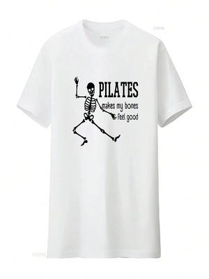 Pilates Halloween Skeleton T Shirt Teacher Lover Fitness Girl Vintage Washed Comfortable Casual Homme Fashion Designer Clothes