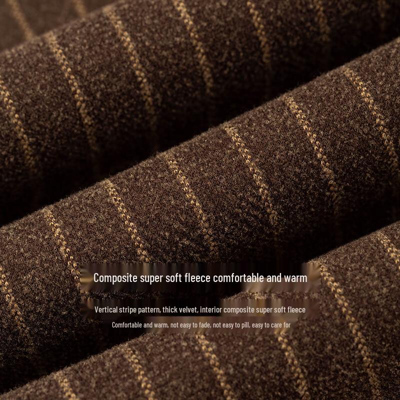 INMAN Women's Melange Striped Plush Wide-Leg Warm Pants