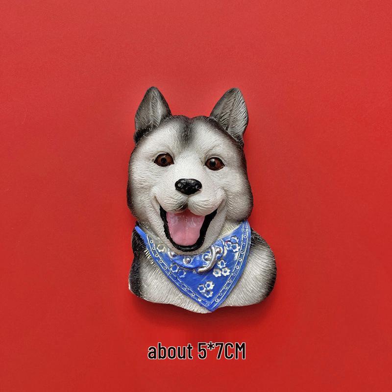 3D Shiba Inu & Pomeranian Dog Fridge Magnet - Teddy Magnetic Pet Decor Sticker