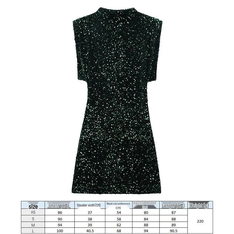European Style 2026 Women's Sequined Evening Gown - Elegant, Padded Shoulders, Slim Fit, Sexy Beaded Design.