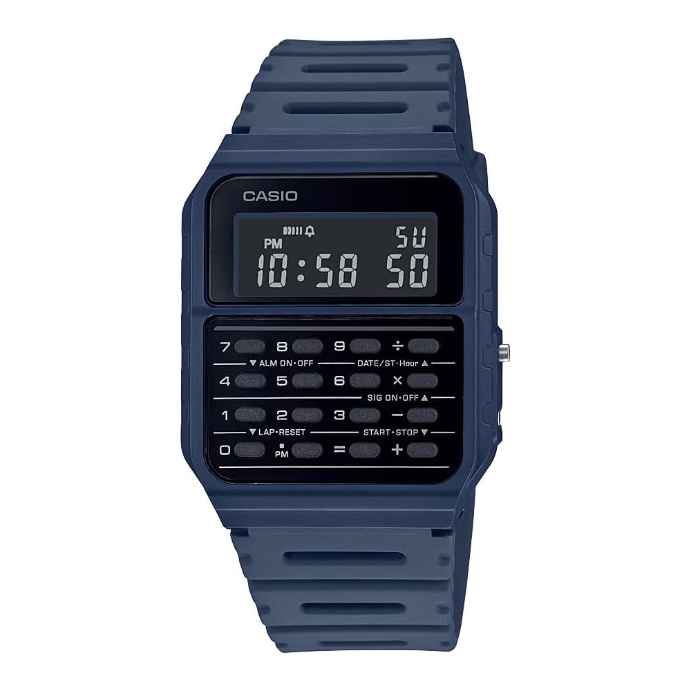 Casio Data Bank Quartz Watch Blue with Resin Strap 24.1 Model CA-53WF-2BCF