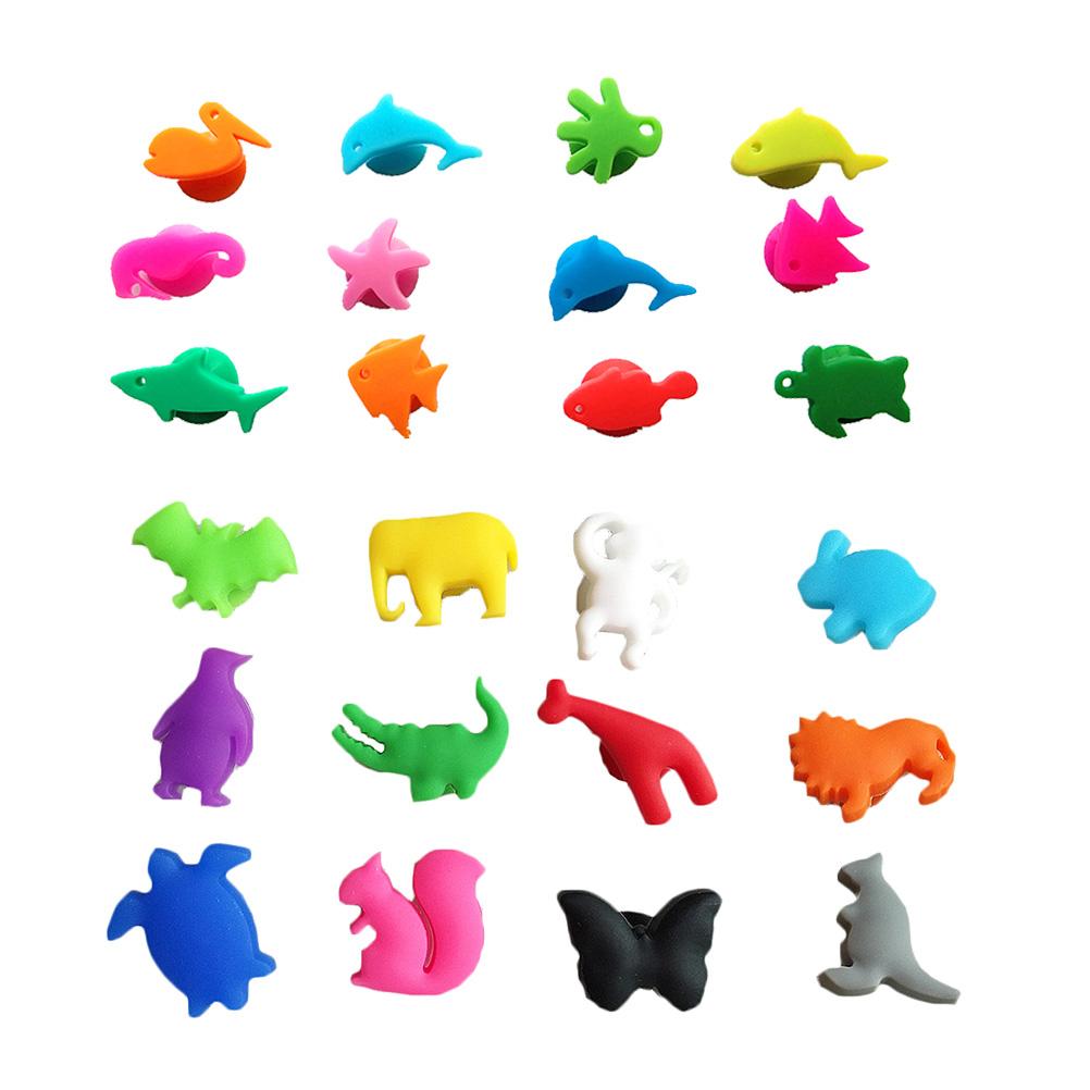 24Pcs Silicone Glass Markers Sea Animals And Land Animals Identifier Drinking Cup Sign