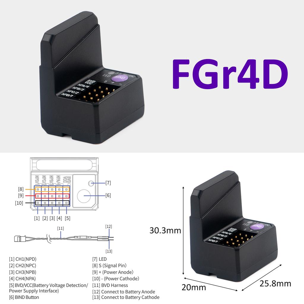 thumbnail image 2 of Flysky INr4-GYB 4-Channel Receiver With Gyro For NB4/Pro Transmitters - AFHDS 3, 2.4GHz 2 of 14