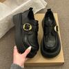 Platform British style small leather shoes women's 2025 spring and autumn new one-pedal black jk single shoes popular Doudou loafers